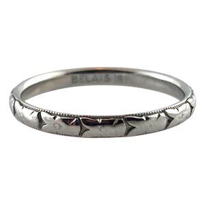 Antique Belais 18 Karat White Gold Wedding Band Size 8 #19369